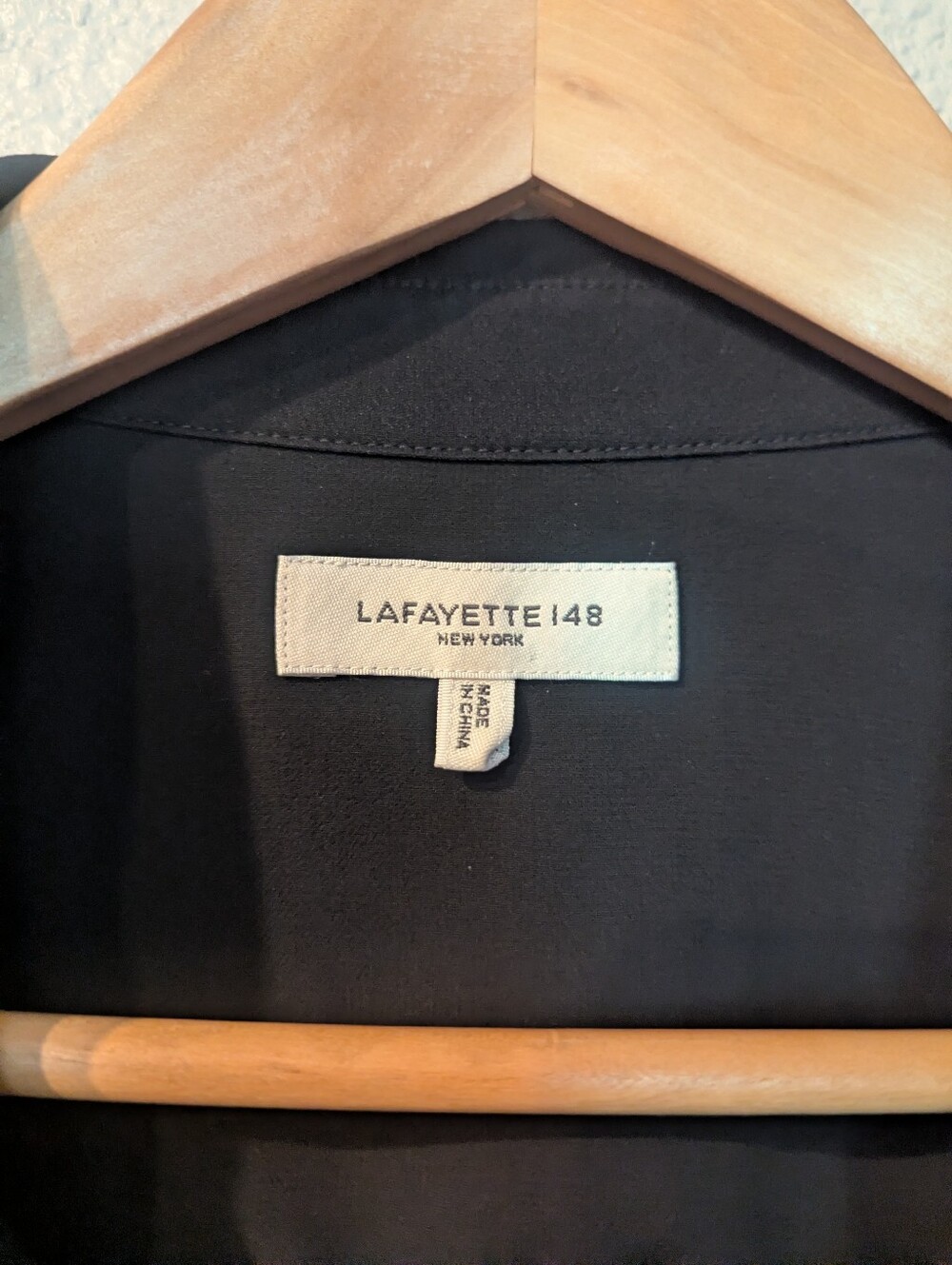 LAFAYETTE 148 Scottie Black Silk Button-Front Collared Blouse Large - Picture 5 of 7